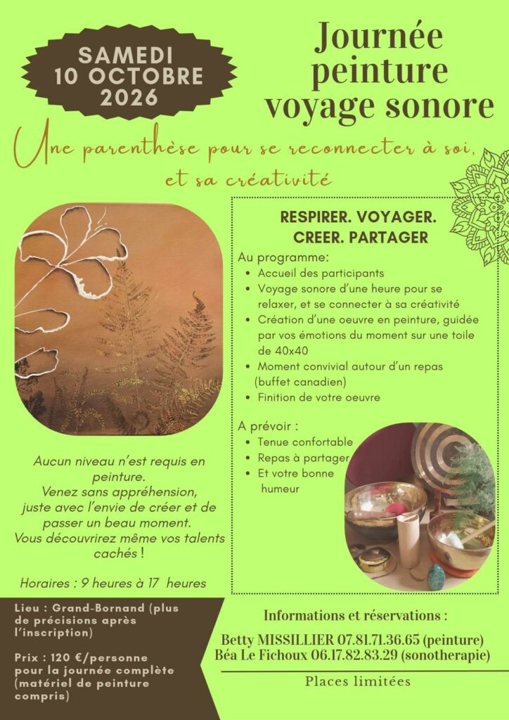 Atelier peinture et voyage sonore Le Grand Bornand 10-10-26